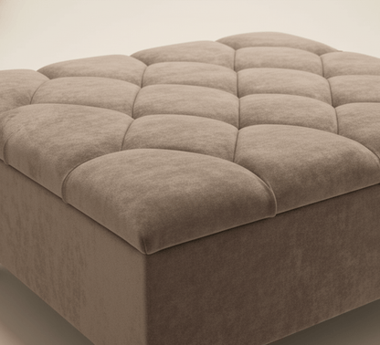 Square Coffee Table Ottoman Storage | Brown Chesterfield Footstool - ISTOOLS
