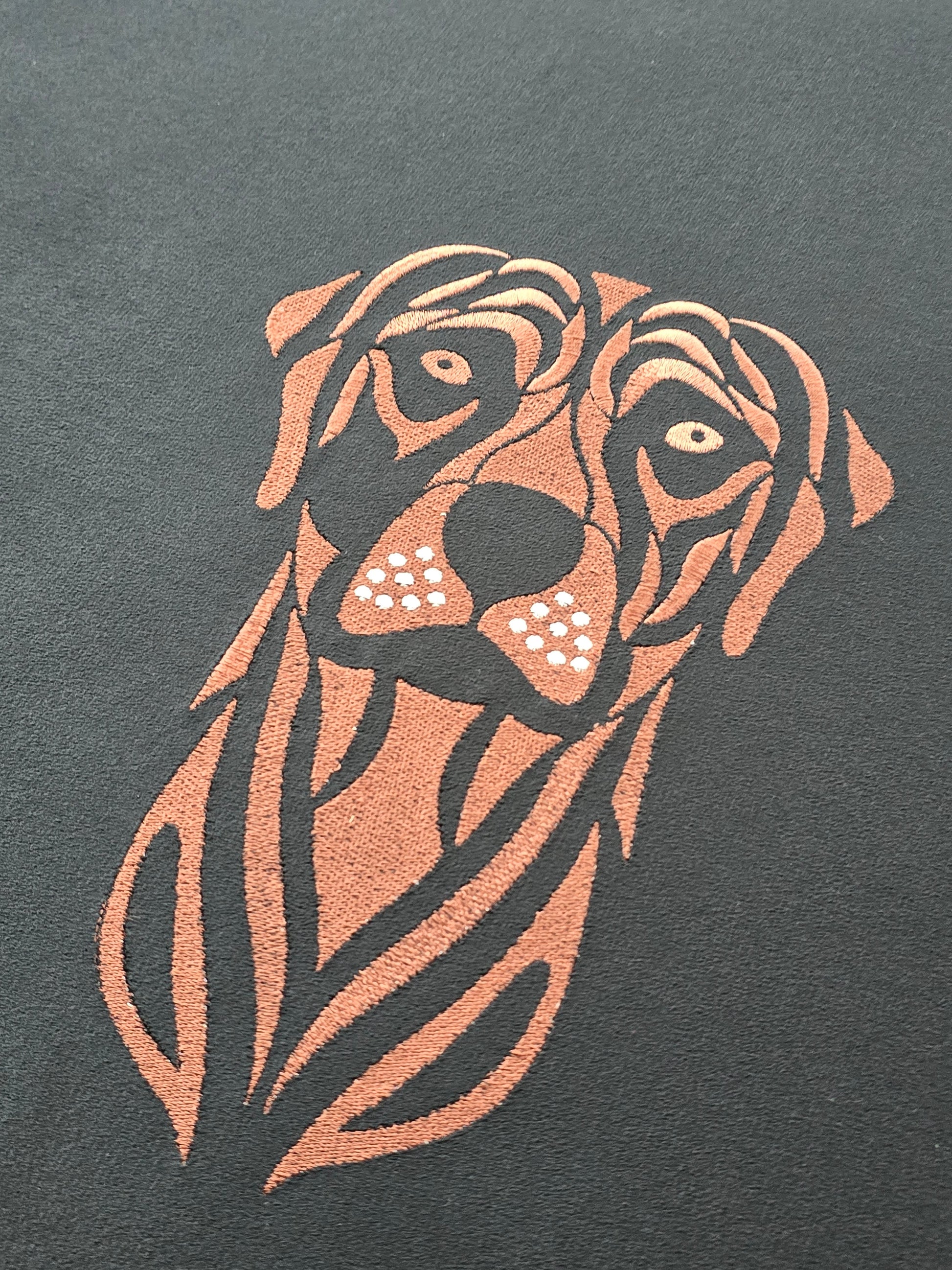 Square Labrador premium embroidered black velvet soft luxurious storage coffee table - ISTOOLS