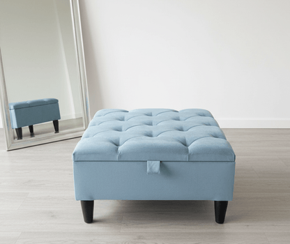 Square Ottoman Storage | Blue Velvet Chesterfield Footstool Or Coffee Table - ISTOOLS