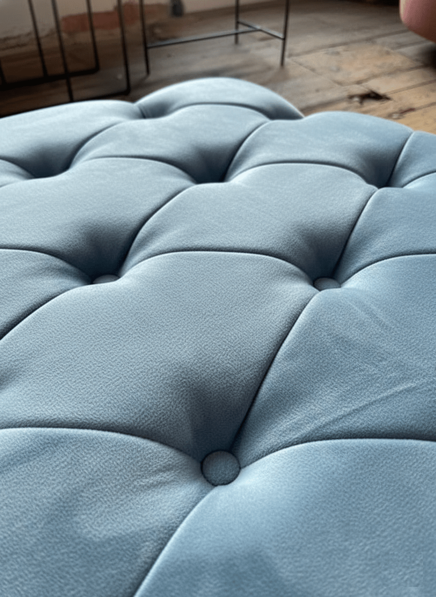 Square Ottoman Storage | Blue Velvet Chesterfield Footstool Or Coffee Table - ISTOOLS