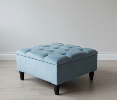 Square Ottoman Storage | Blue Velvet Chesterfield Footstool Or Coffee Table - ISTOOLS