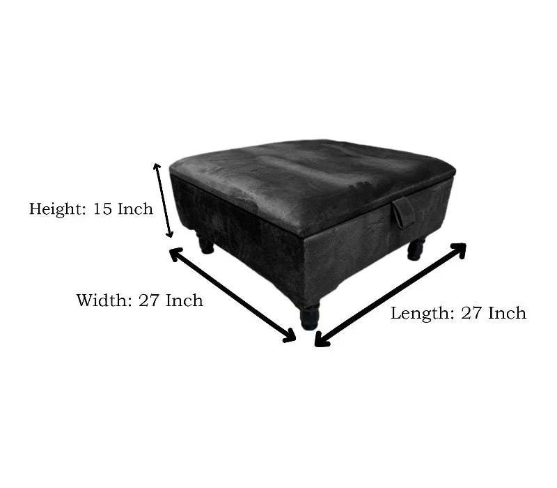 Square Plain Lid Coffee Table Ottoman Storage | Large Velvet Footrest - ISTOOLS