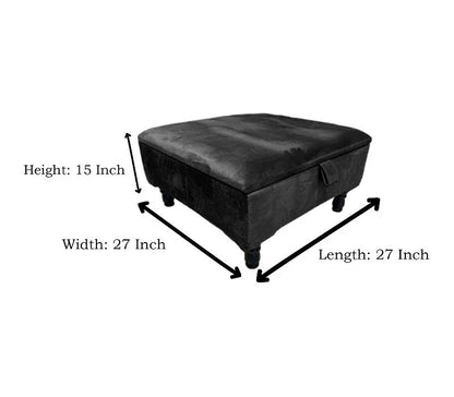 Square Plain Lid Coffee Table Ottoman Storage | Large Velvet Footrest - ISTOOLS