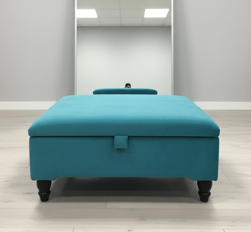 Square Plain Lid Coffee Table Ottoman Storage | Large Velvet Footrest - ISTOOLS