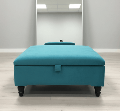 Square Plain Lid Coffee Table Ottoman Storage | Large Velvet Footrest - ISTOOLS