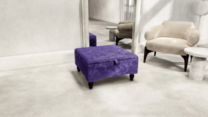 Square Plain Ottoman Storage | Purple Velvet Footstool And Pouffe UK - ISTOOLS