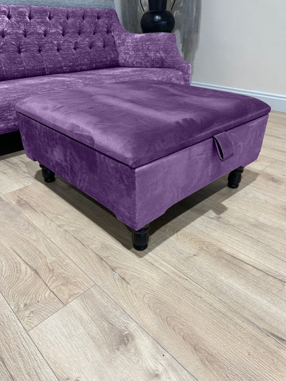Square Plain Ottoman Storage | Purple Velvet Footstool And Pouffe UK - ISTOOLS