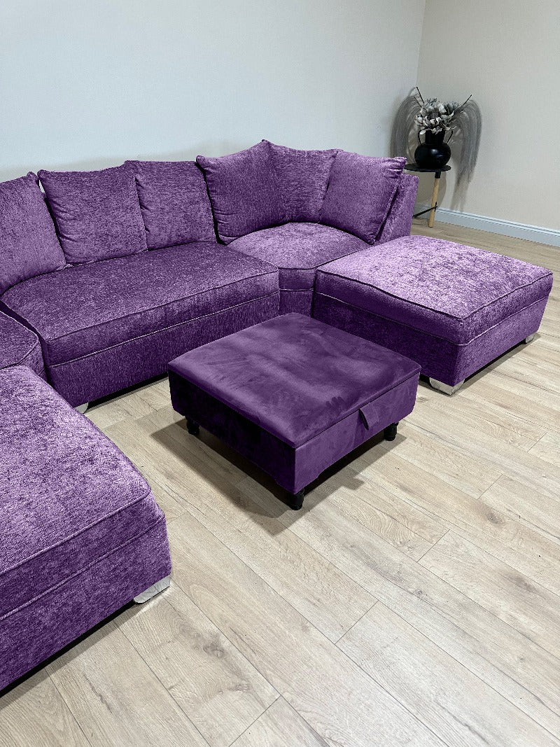 Square Plain Ottoman Storage | Purple Velvet Footstool And Pouffe UK - ISTOOLS