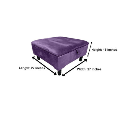 Square Plain Ottoman Storage | Purple Velvet Footstool And Pouffe UK - ISTOOLS