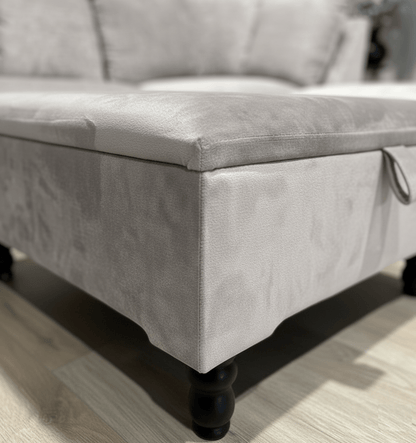 Multi-purpose silver ottoman for seating and storage - ISTOOLS