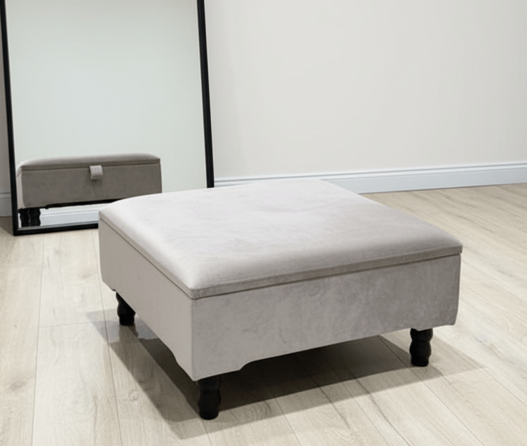 Contemporary silver storage footstool for home use - ISTOOLS
