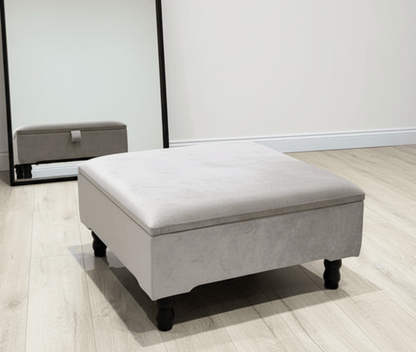 Contemporary silver storage footstool for home use - ISTOOLS