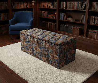 Premium stained glass embossed storage ottoman bench with hidden storage - ISTOOLS
