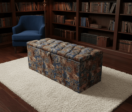 Premium stained glass embossed storage ottoman bench with hidden storage - ISTOOLS