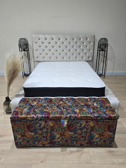 Stained glass embossed multi colour end of bed storage Ottoman, bay window seat - ISTOOLS