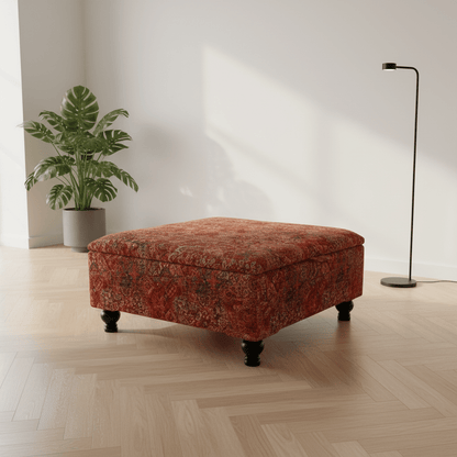 Statement Living Room Pouffe Upholstered Coffee Table with Storage | istools UK - ISTOOLS