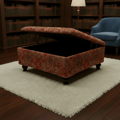 Statement Living Room Pouffe Upholstered Coffee Table with Storage | istools UK - ISTOOLS