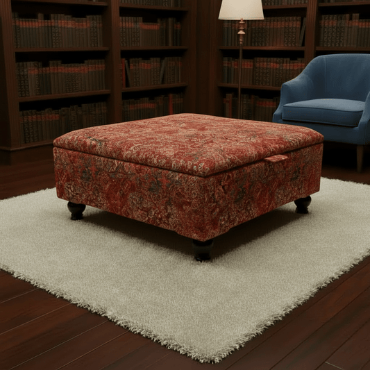 Statement Living Room Pouffe Upholstered Coffee Table with Storage | istools UK - ISTOOLS