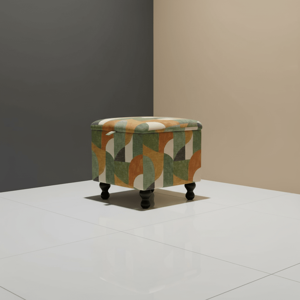 Statement Piece Designer Ottoman – Abstract Artistic Storage Footstool UK - ISTOOLS