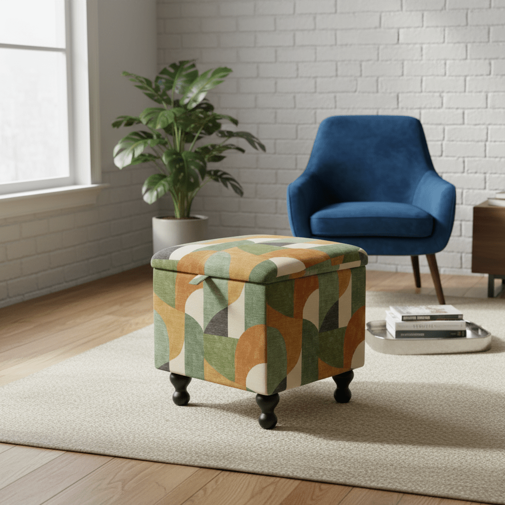 Statement Piece Designer Ottoman – Abstract Artistic Storage Footstool UK - ISTOOLS
