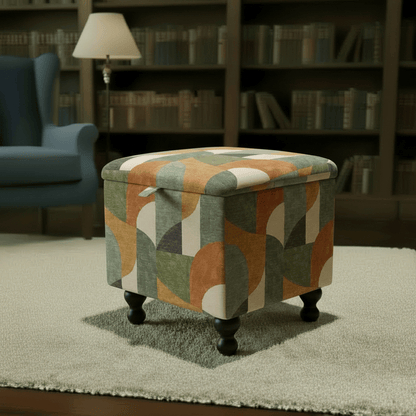Statement Piece Designer Ottoman – Abstract Artistic Storage Footstool UK - ISTOOLS