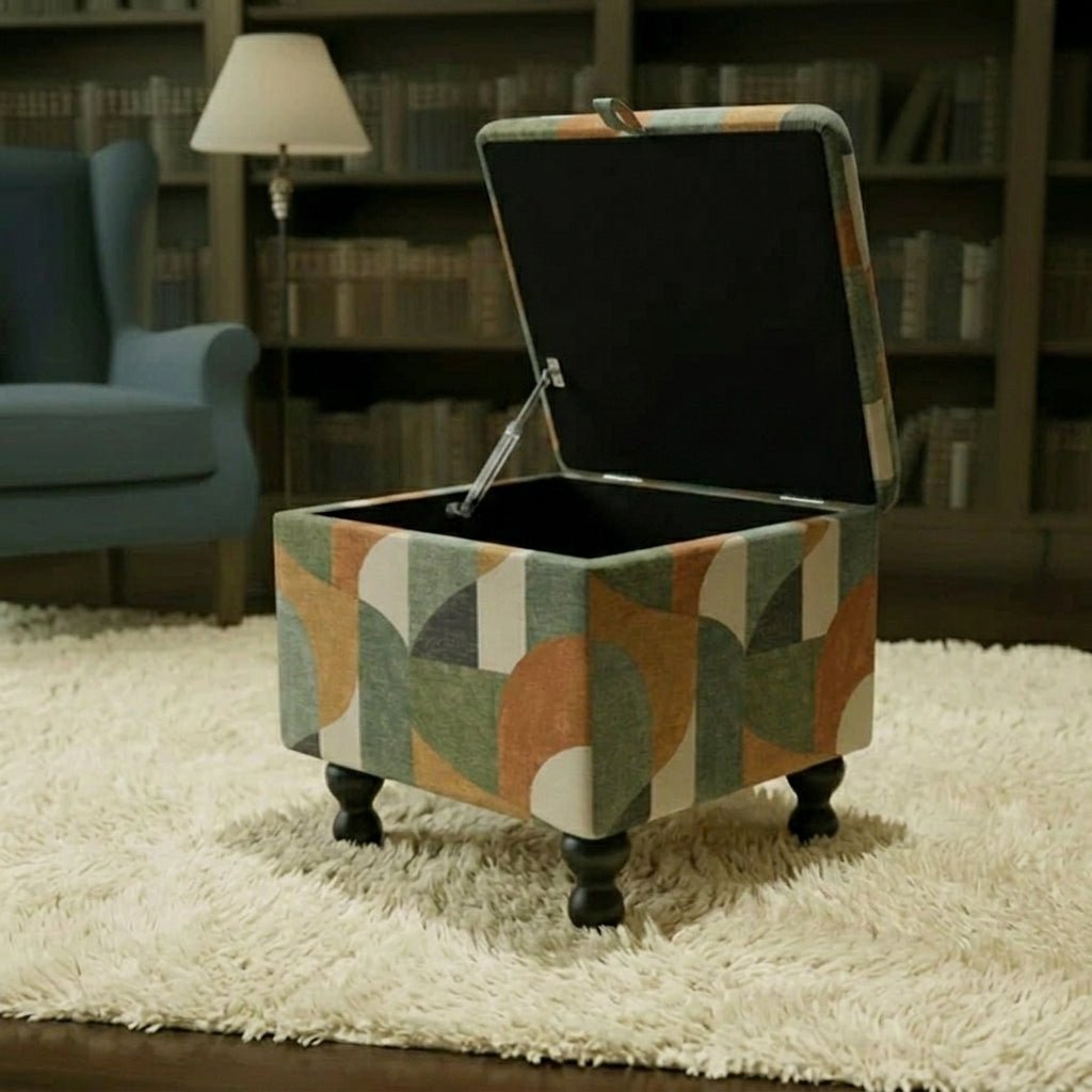 Statement Piece Designer Ottoman – Abstract Artistic Storage Footstool UK - ISTOOLS