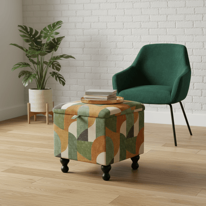 Statement Piece Designer Ottoman – Abstract Artistic Storage Footstool UK - ISTOOLS