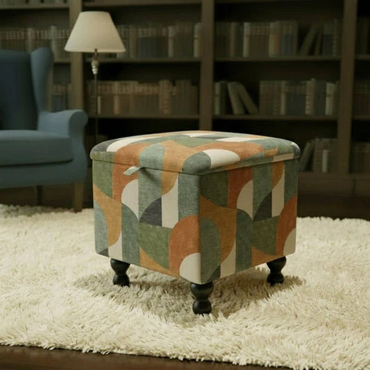 Statement Piece Designer Ottoman – Abstract Artistic Storage Footstool UK - ISTOOLS