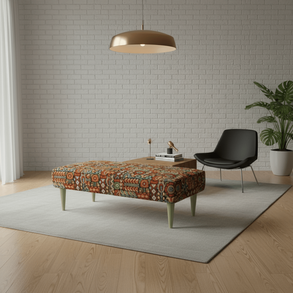 Statement Window Seat Bench – High - Density Foam, Designer Pattern, UK Handcrafted - ISTOOLS