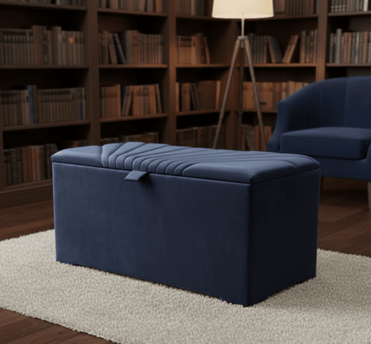 Deep storage ottoman bench seat with upholstered fabric - ISTOOLS