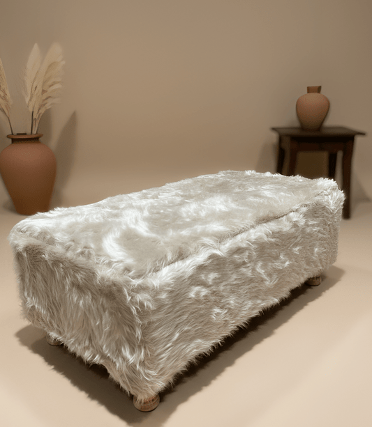 Tobi coffee table fluffy fabric footstool window bay seat - ISTOOLS