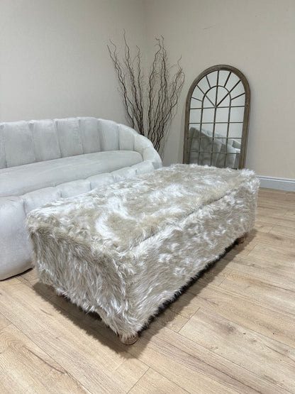 Tobi coffee table fluffy fabric footstool window bay seat - ISTOOLS