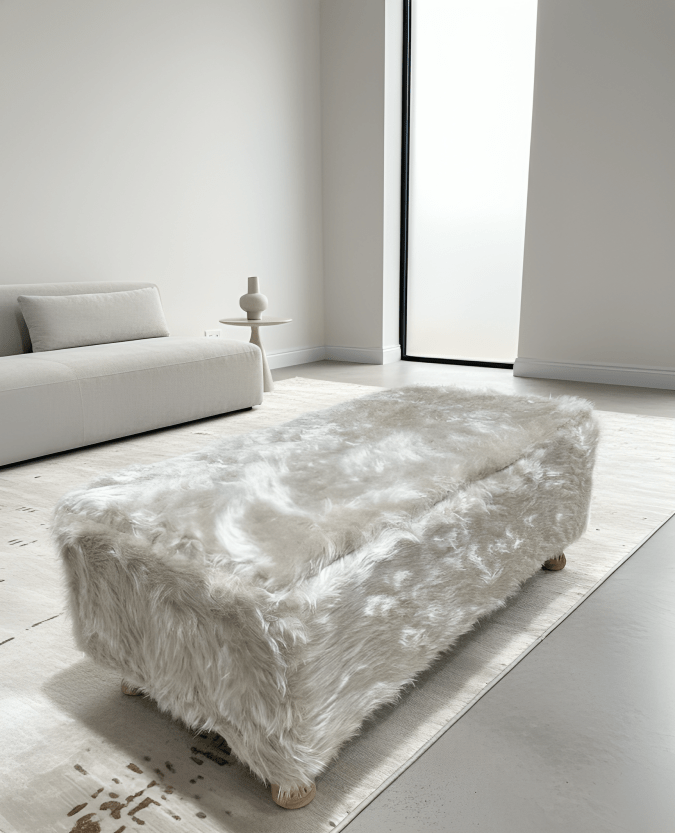 Tobi coffee table fluffy fabric footstool window bay seat - ISTOOLS