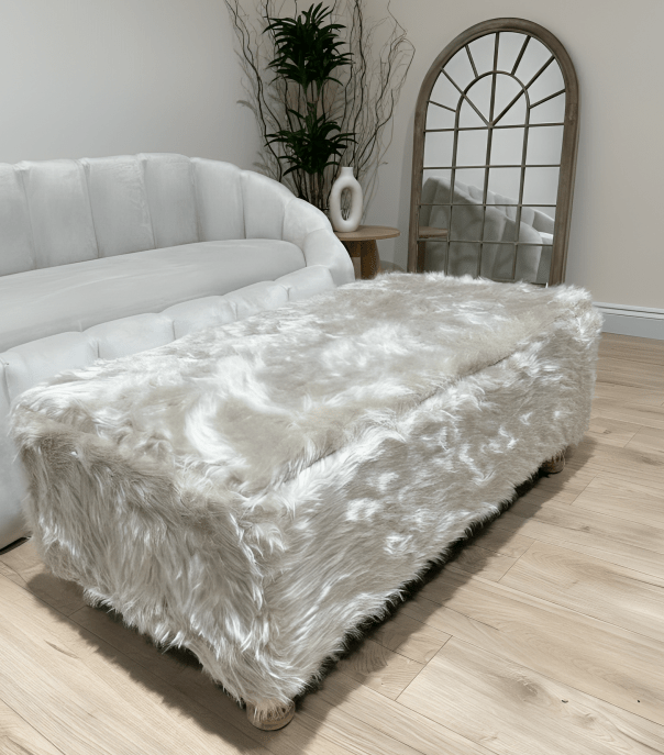 Tobi coffee table fluffy fabric footstool window bay seat - ISTOOLS