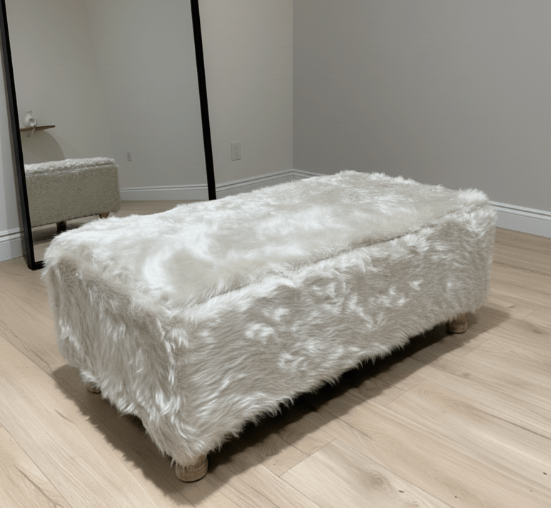 Tobi coffee table fluffy fabric footstool window bay seat - ISTOOLS