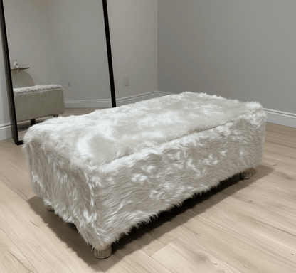 Tobi coffee table fluffy fabric footstool window bay seat - ISTOOLS