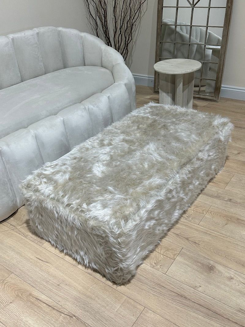 Tobi coffee table fluffy fabric footstool window bay seat - ISTOOLS