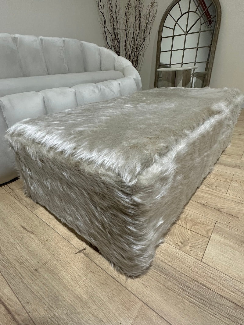 Tobi coffee table fluffy fabric footstool window bay seat - ISTOOLS