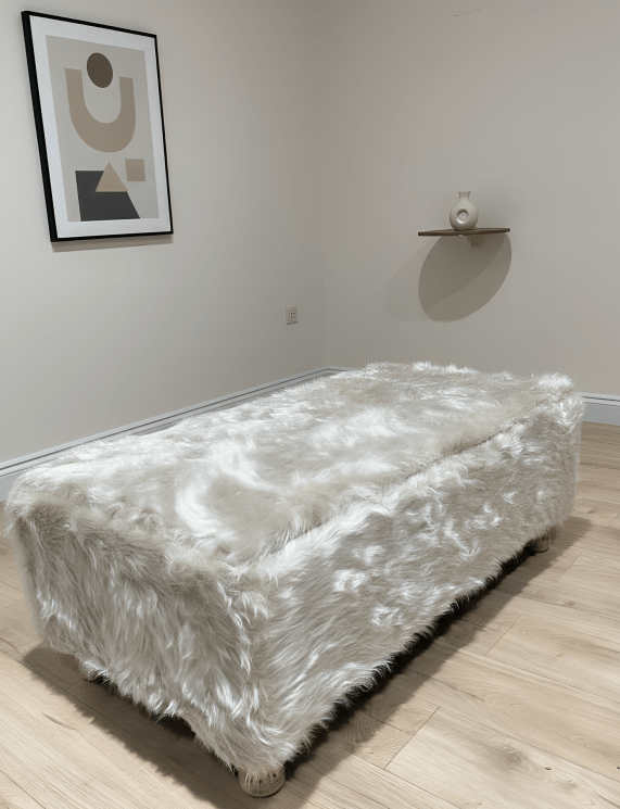 Tobi coffee table fluffy fabric footstool window bay seat - ISTOOLS