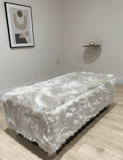 Tobi coffee table fluffy fabric footstool window bay seat - ISTOOLS