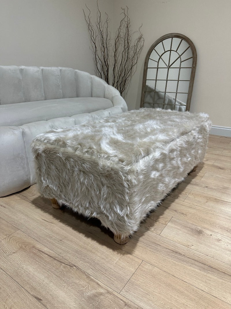 Tobi coffee table fluffy fabric footstool window bay seat - ISTOOLS