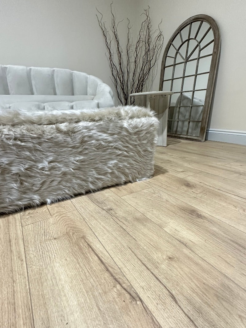 Tobi coffee table fluffy fabric footstool window bay seat - ISTOOLS