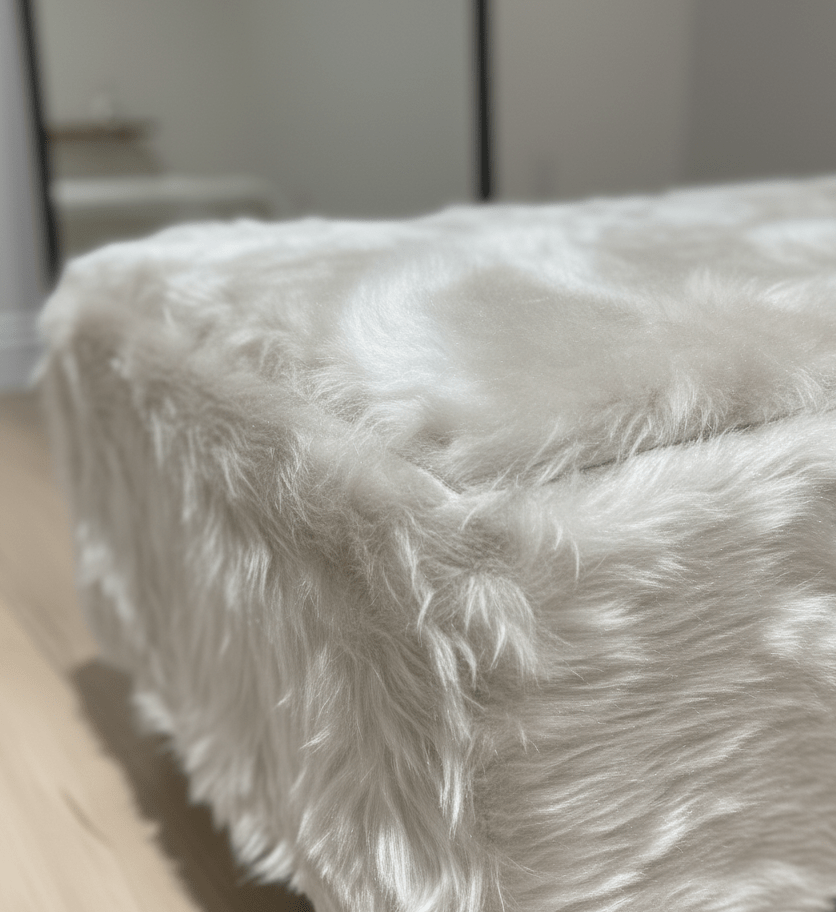 Tobi coffee table fluffy fabric footstool window bay seat - ISTOOLS