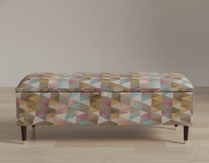 Modern Geometric Patterned Ottoman Bench with Cushioned Seat - ISTOOLS