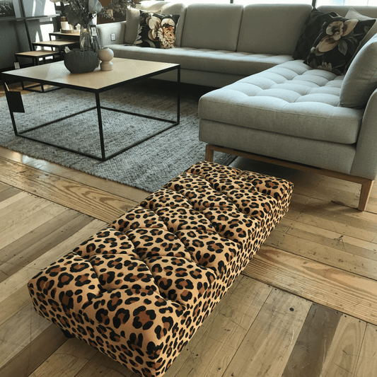 Tufted Aesthetic Flat Ottoman Lounge Bench UK non - storage bec - ISTOOLS