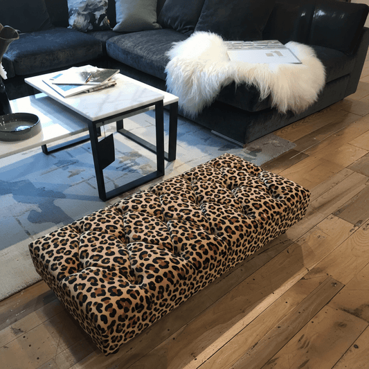 Tufted Aesthetic Flat Ottoman Lounge Bench UK non - storage bec - ISTOOLS