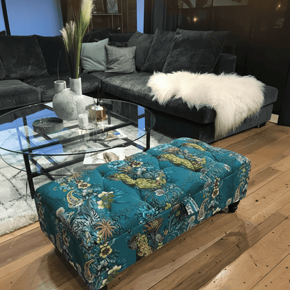UK Made Rectangular Ottoman Storage Box Plain Velvet bec - ISTOOLS