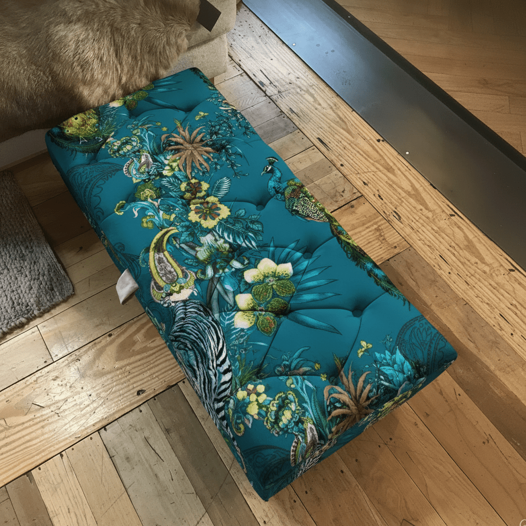 UK Made Rectangular Ottoman Storage Box Plain Velvet bec - ISTOOLS