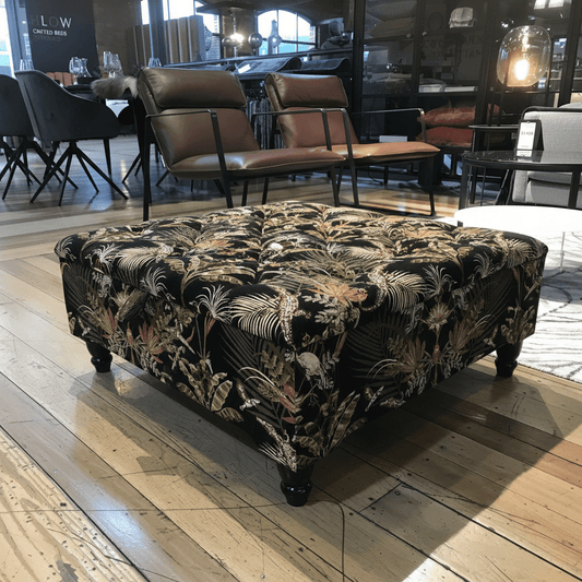 UK Made Square Footstool Tufted Storage Aesthetic bec - ISTOOLS