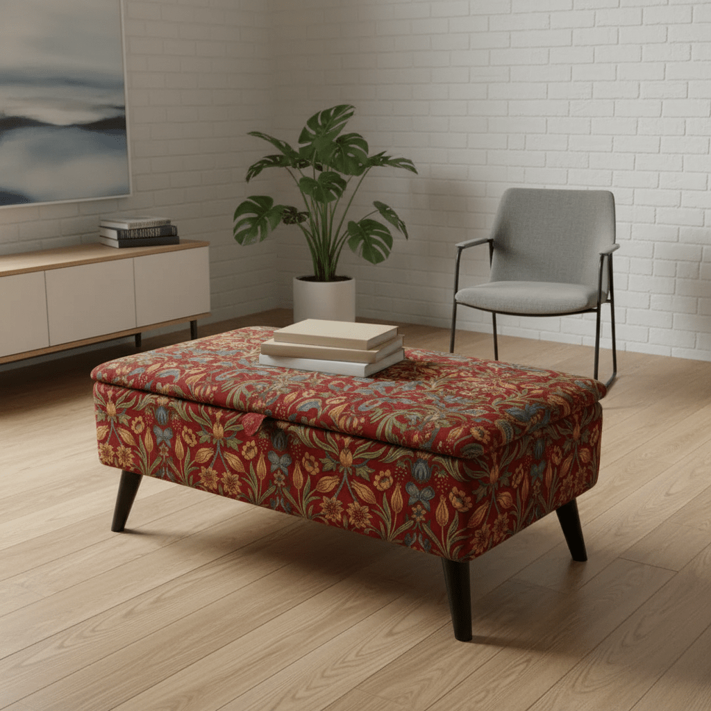 Unique Housewarming Gift Bench – Handcrafted Storage Ottoman with Custom Upholstery - ISTOOLS